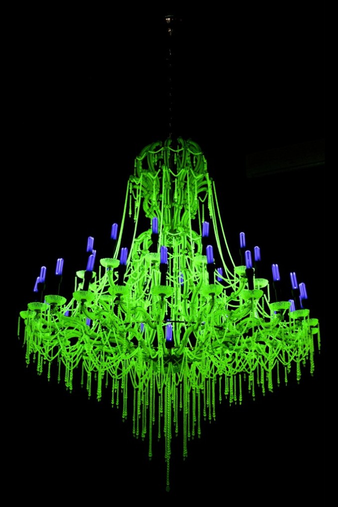Ken and Julia Yonetani, ‘Crystal Palace: The Great Exhibition of the Works of Industry of all Nuclear Nations’ (USA), 2013, metal, UV lighting, uranium glass